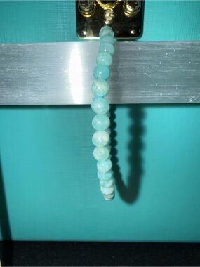 Authentic Amazonite crystal bracelet and aquamarine clover chain bracelet